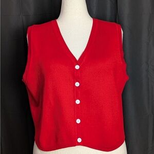Vibrant Red V-Neck Sleeveless Belle Poque Button-Up Sweater Vest